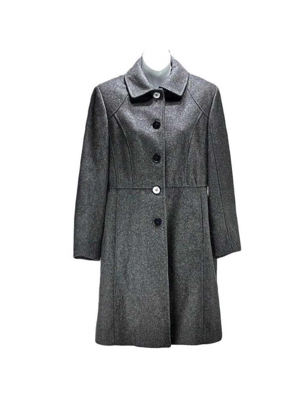 Kenneth Cole Reaction Womens Gray Wool Blend Coat Size 8 Dry Clean Only